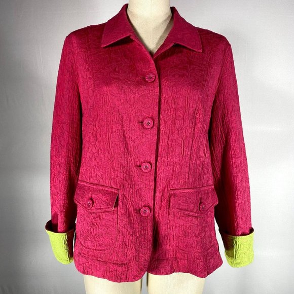 Coldwater Creek Pink Button Front Blazer Sz 12 - Picture 1 of 10